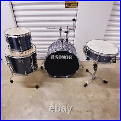 Sonor Safari 4pc Travel Jazz Bop Drum Kit Blue Sparkle