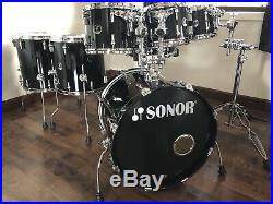 Sonor Special Edition 8, 10, 12, 14, 16, 20, 14x5.5 Birch Black Lacquer Drum Set