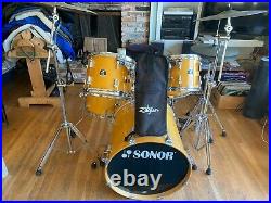 Sonor drum set Force 2007 Birch 5 pieces with hardware, cymbals, practice pads etc