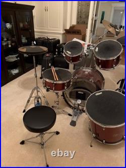 SoundOff Acoustic Drum Kit 5-Piece Set with Snare, Kick, Toms, Cymbal Stands