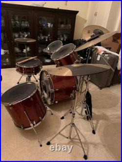 SoundOff Acoustic Drum Kit 5-Piece Set with Snare, Kick, Toms, Cymbal Stands