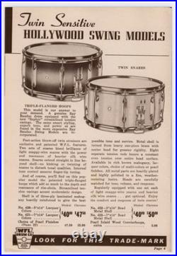 Super Rare Vintage 1939 Ludwig Twin Sensitive Hollywood Swing Snare Drum NICE