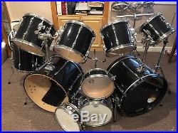 TAMA 8 piece black drum set with lots of extras