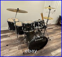 TAMA Imperialstar Acoustic Drum Kit Black Woodgrain with Bass Pedal & Drums