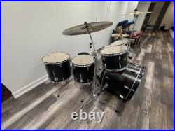 TAMA Imperialstar Acoustic Drum Kit Black Woodgrain with Bass Pedal & Drums