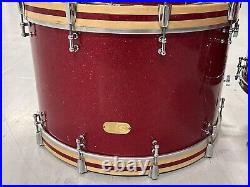 TJS (Tom J Schultz) Handmade Maple Passion Custom Drum Set Of 3 Red Sparkle