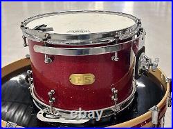 TJS (Tom J Schultz) Handmade Maple Passion Custom Drum Set Of 3 Red Sparkle