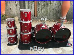 Tama Granstar Custom 8pc Double Bass Drum Set Kit Candy Apple Red