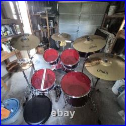 Tama Set With Remo Heads Meinl Classic Cymbals And Bags Plus Double Kick Pedal