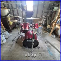 Tama Set With Remo Heads Meinl Classic Cymbals And Bags Plus Double Kick Pedal