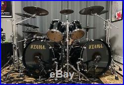 Tama Starclassic Maple Japan 8 piece Double Bass Drum Set Piano Black Lacquer Ex