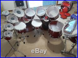Tama Superstar Neil Peart Replica Drum Set Candy Apple Red Gong Bass Simmons