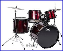 The Verve VD3522 5-Piece All-in-One Drum Set in Glossy Crimson Red (WITH Throne)