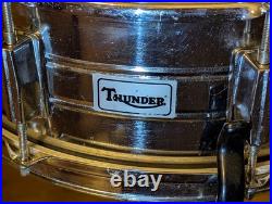 Thunder Steel snare drum in excellent condition. Snappy. NOW $ 125.00! SALE Thunder Steel snare drum in excellent condition. Snappy. NOW $ 125.00! SALE
