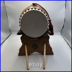 Traditional Japanese Small Drum with Drumsticks