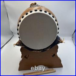 Traditional Japanese Small Drum with Drumsticks