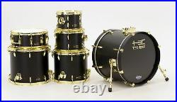 TreeHouse Custom Drums 6-pc Maple Drumset 10-12-14-16-20-14 Black-n-Brass