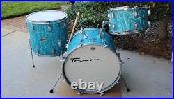 Trixon Luxus 3pc Drum Set 1960's Aquamarine Satin Flame