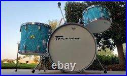 Trixon Luxus 3pc Drum Set 1960's Aquamarine Satin Flame