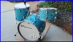Trixon Luxus 3pc Drum Set 1960's Aquamarine Satin Flame