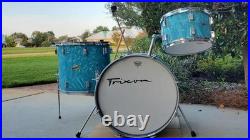 Trixon Luxus 3pc Drum Set 1960's Aquamarine Satin Flame