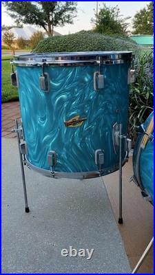 Trixon Luxus 3pc Drum Set 1960's Aquamarine Satin Flame
