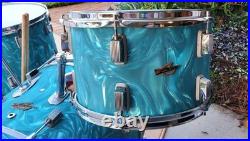Trixon Luxus 3pc Drum Set 1960's Aquamarine Satin Flame