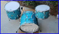 Trixon Luxus 3pc Drum Set 1960's Aquamarine Satin Flame Trixon Luxus 3pc Drum Set 1960's Aquamarine Satin Flame