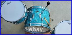 Trixon Luxus 3pc Drum Set 1960's Aquamarine Satin Flame