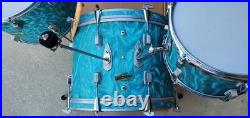 Trixon Luxus 3pc Drum Set 1960's Aquamarine Satin Flame