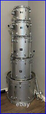 USED Yamaha Oak Custom Drum Set in Silver Sparkle Lacquer MADE IN JAPAN