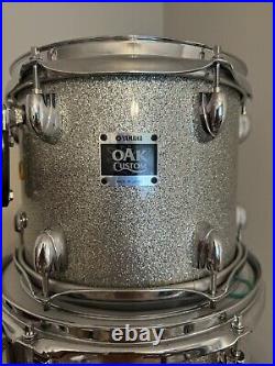 USED Yamaha Oak Custom Drum Set in Silver Sparkle Lacquer MADE IN JAPAN