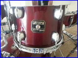 Used 6 pc Gretsch Catalina Maple Drum Set Cherry Red with Gator Carrying Cases