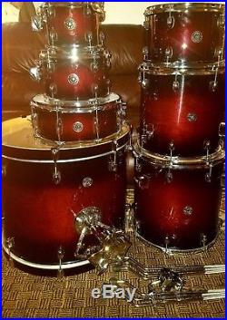 Used 7 pc Gretsch Catalina Maple Drum Set Satin Deep Cheery Burst