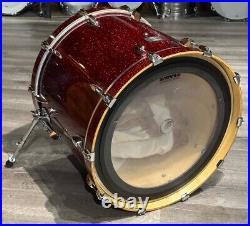 Used Canopus Yaiba Groove 4pc Drum Set Red Sparkle Lacquer