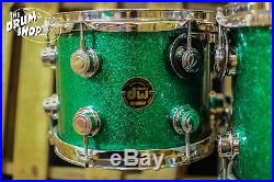 Used DW Collector's Series 4 Piece Drum Set, Green Sparkle Finish Ply