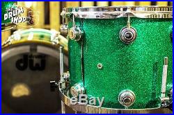 Used DW Collector's Series 4 Piece Drum Set, Green Sparkle Finish Ply