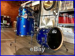 Used DW Collectors Bop/Stage Drum Set Blue Sparkle 12x8,16x16, 18x14