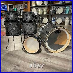 Used DW Collectors Maple 5pc Drum Set Black Galaxy withBlack Hardware
