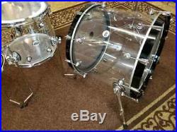 Used DW Design Series 6-Piece Clear Acrylic Drum Set