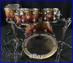 Used DW Drum Set Collector's Series Exotic 5 Piece Maple Shells in Rich Red Fade