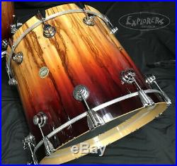 Used DW Drum Set Collector's Series Exotic 5 Piece Maple Shells in Rich Red Fade