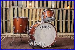 Used Gretsch Broadkaster Satin Copper Mist Vintage Build Drum Set 22, 12, 16