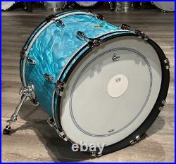 Used Gretsch USA Custom 4pc Drum Set Aqua Satin Flame