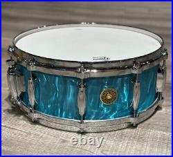 Used Gretsch USA Custom 4pc Drum Set Aqua Satin Flame