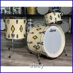 Used Ludwig 110th Anniversary Legacy Mahogany 3pc Fab Drum Set Diamond Flash