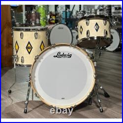 Used Ludwig 110th Anniversary Legacy Mahogany 3pc Fab Drum Set Diamond Flash