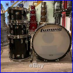 Used Ludwig Classic Maple 4pc Drum Set Black Sparkle