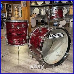 Used Ludwig Vintage Standard 3pc Drum Set Ruby Strata
