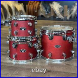 Used Pacific FS Series 4pc Drum Set Red Stain Very Good-DCP